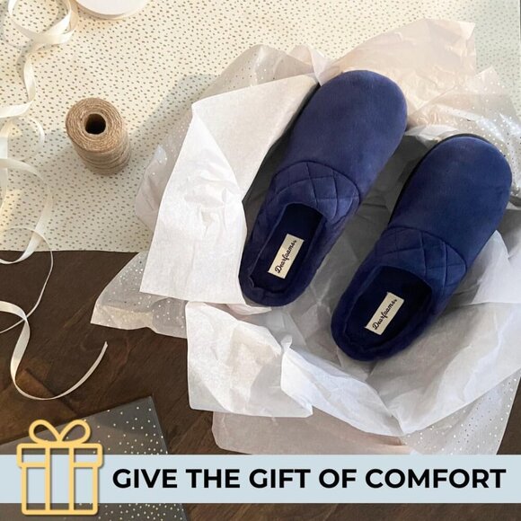 Women's Memory Foam Slippers Microfiber Velour Clog Wide Fit Indoor Outdoor Blac - Picture 6 of 7